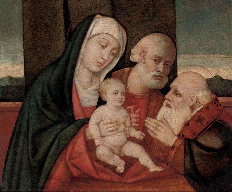 Giovanni Bellini La Sacra Famiglia con un santo France oil painting art